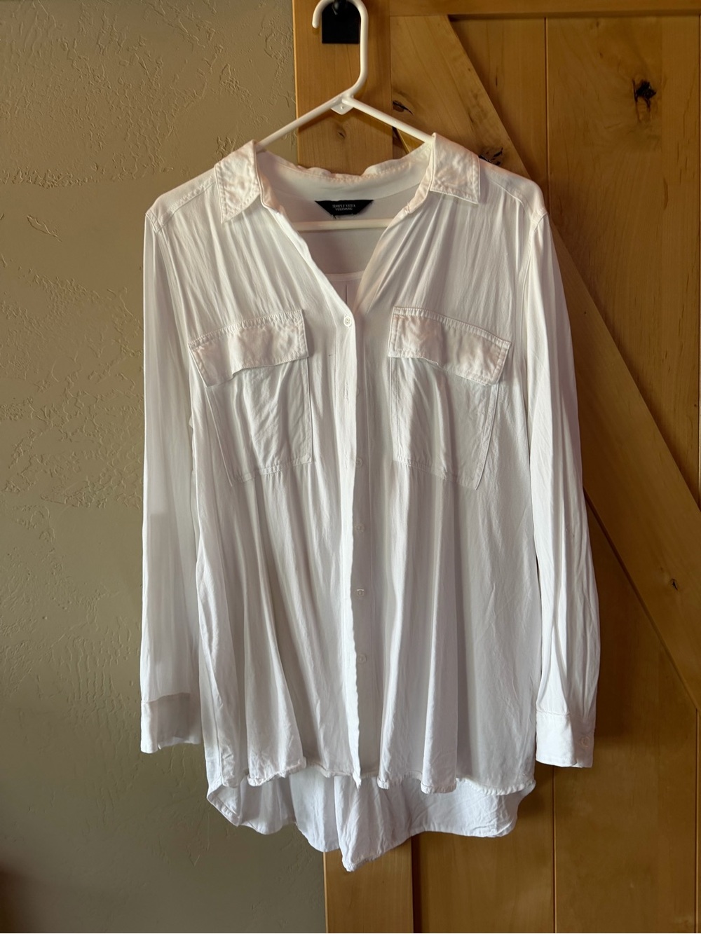 Simply Vera Vera Wang White Long-Sleeve Button-Down Shirt